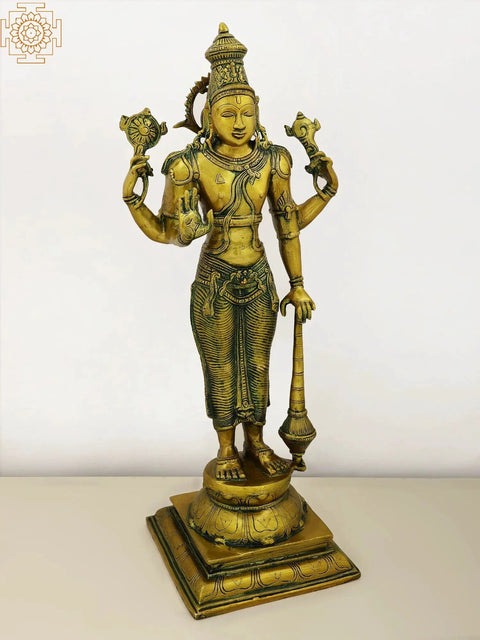 20" Lord Vishnu - The Sustainer of Universe In Brass | Handmade