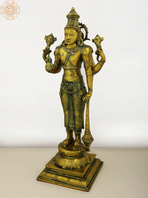 20" Lord Vishnu - The Sustainer of Universe In Brass | Handmade