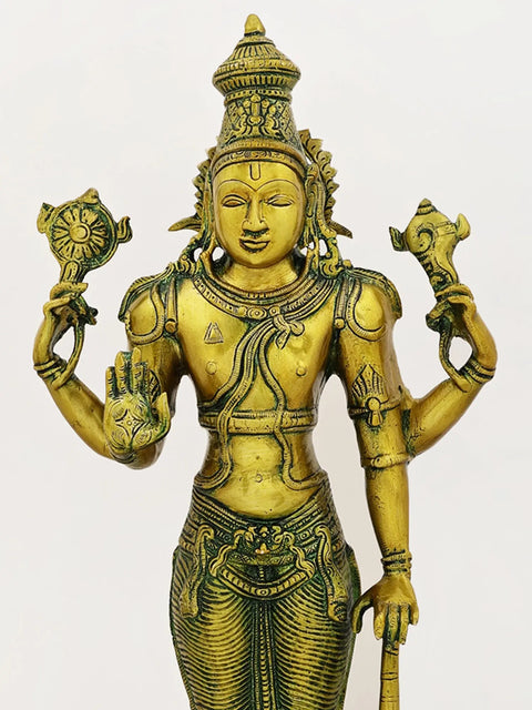 20" Lord Vishnu - The Sustainer of Universe In Brass | Handmade