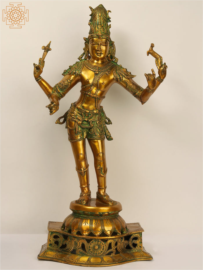 32" Shiva Pashupatinath Brass Statue for Home Pooja