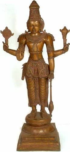 38" Large Size Lord Vishnu: The Cosmic Commander In Brass | Handmade | Made In India