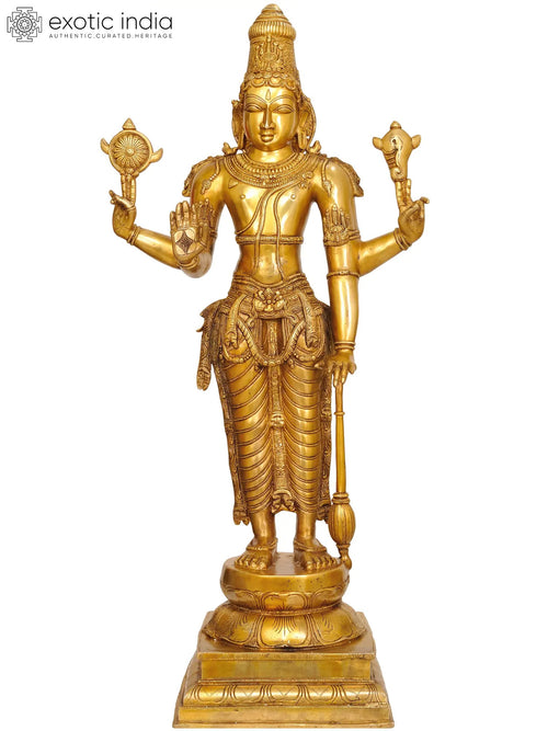 Bhagawan Vishnu Brass Sculpture - Handmade Divine Home Decor