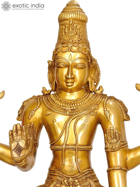 Approached with Love and Affection Rather than Fear (Sculpture of Bhagawan Vishnu Cast in Brass)
