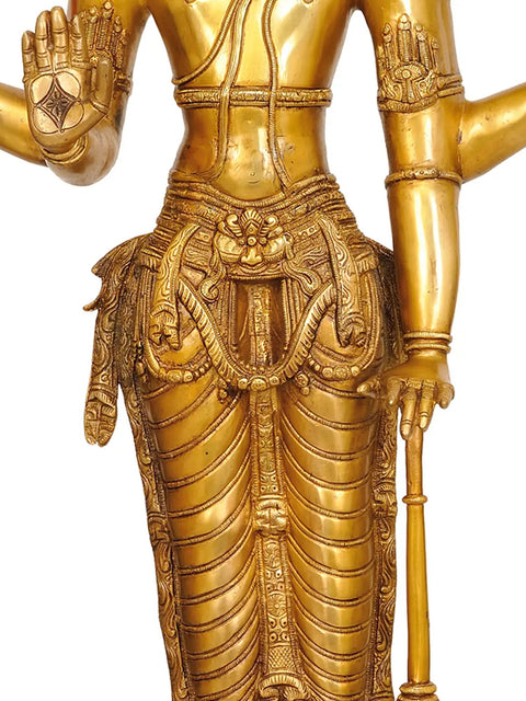 Approached with Love and Affection Rather than Fear (Sculpture of Bhagawan Vishnu Cast in Brass)