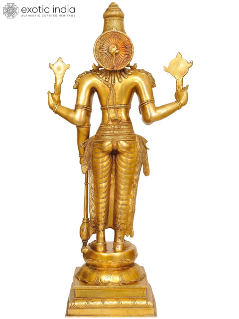 Approached with Love and Affection Rather than Fear (Sculpture of Bhagawan Vishnu Cast in Brass)