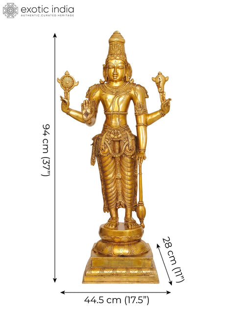 Approached with Love and Affection Rather than Fear (Sculpture of Bhagawan Vishnu Cast in Brass)