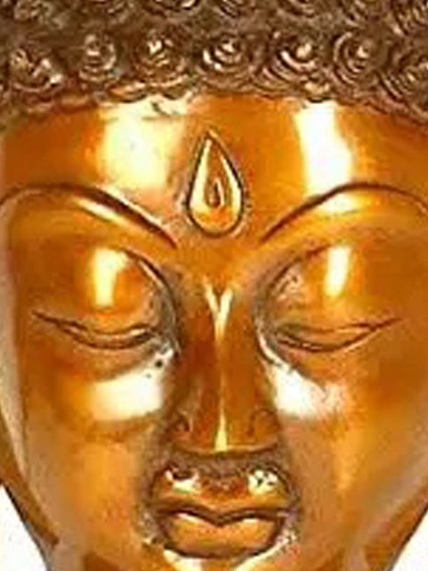 8" Buddha Wall-Hanging Mask in Brass | Handmade Buddhist Statue