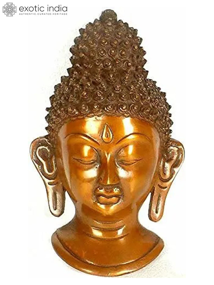 8" Buddha Brass Wall Hanging Mask Handmade