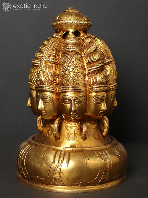 9" Ashta Mukha Lingam Brass Statue Handmade
