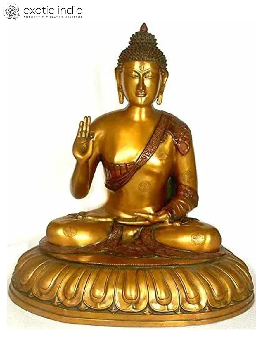 28" Large Lord Buddha Handmade Brass Sculpture for Home Decor