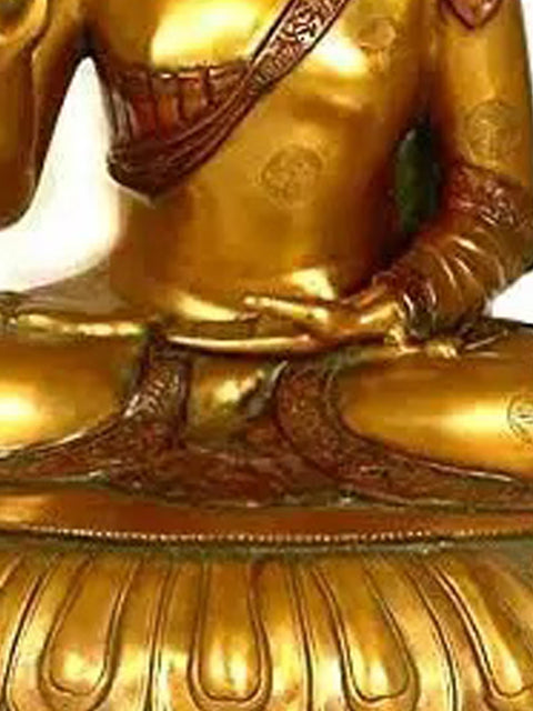 28" Large Lord Buddha Brass Sculpture | Handmade Buddhist Decor