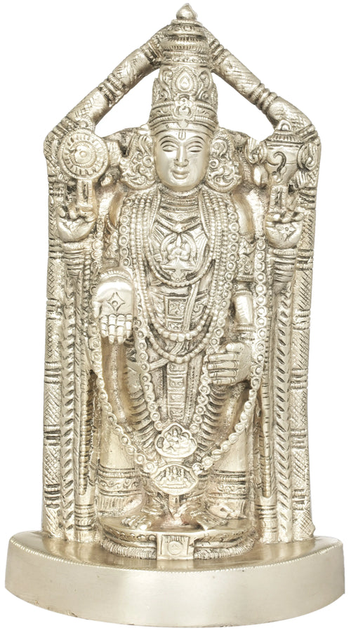 8" Lord Venkateshvara Brass Statue Handmade Tirupati Balaji