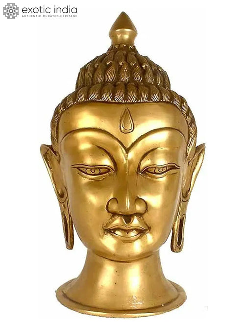 12" Lord Buddha Head Brass Statue Handmade