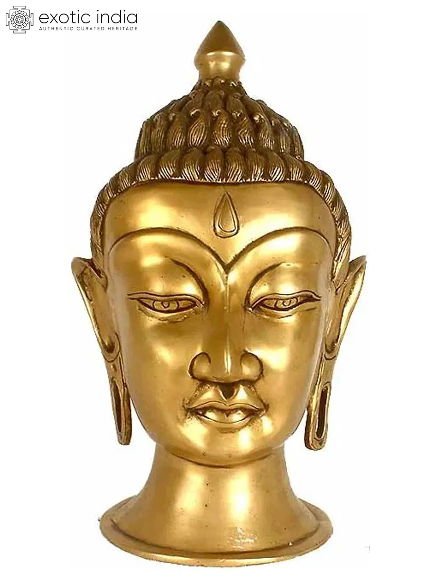 12" Lord Buddha Head Brass Statue Handmade