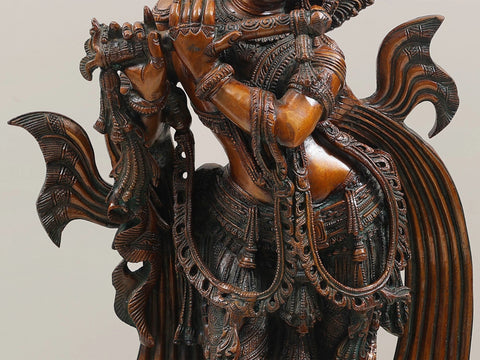 25" Gopis Take Shelter at Krishna's Feet (Pedestal Depicts Bala Lila of Shri Krishna) In Brass | Handmade | Made In India