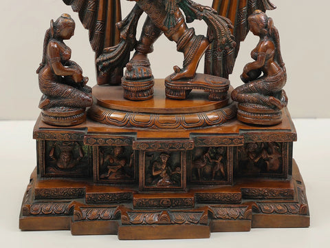 25" Gopis Take Shelter at Krishna's Feet (Pedestal Depicts Bala Lila of Shri Krishna) In Brass | Handmade | Made In India