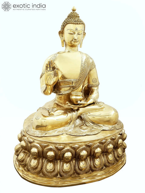 36" Large Size Buddha in the Abhaya Mudra In Brass | Handmade