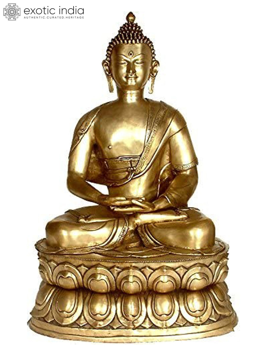 39" Large Buddha in Dhyana Mudra Handmade Brass Statue
