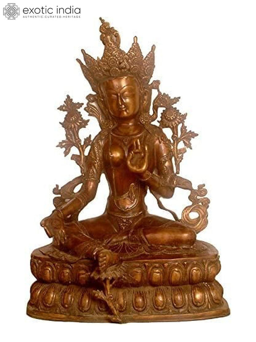 36" Green Tara Tibetan Buddhist Brass Statue Handmade