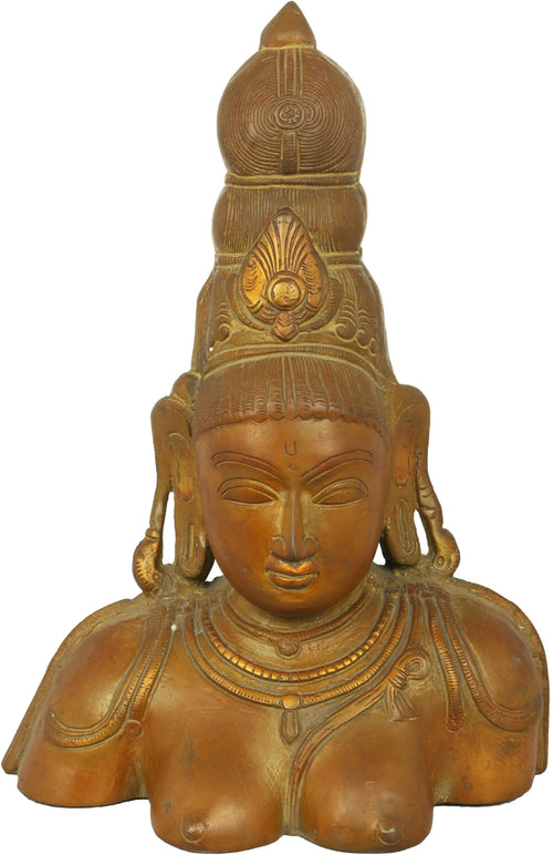 10" Goddess Parvati Handmade Brass Bust Statue