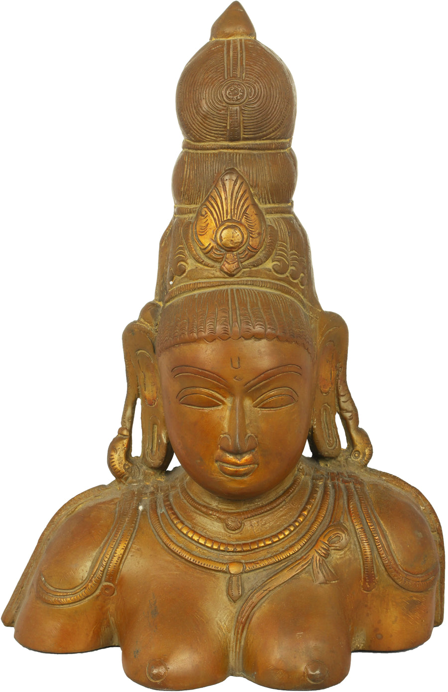 10" Goddess Parvati Handmade Brass Bust Statue