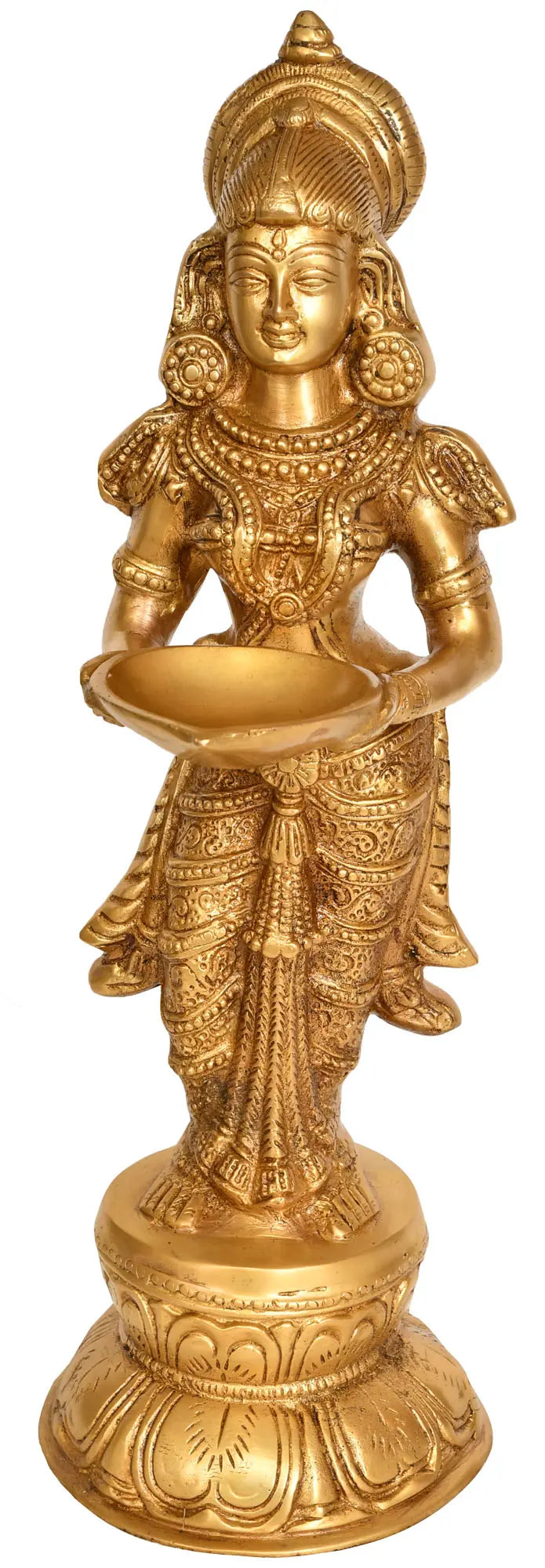 16" Deeplakshmi Brass Statue Handmade