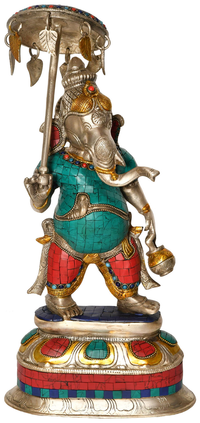 15" Handmade Lord Ganesha Kamandalu Brass Statue for Home Pooja