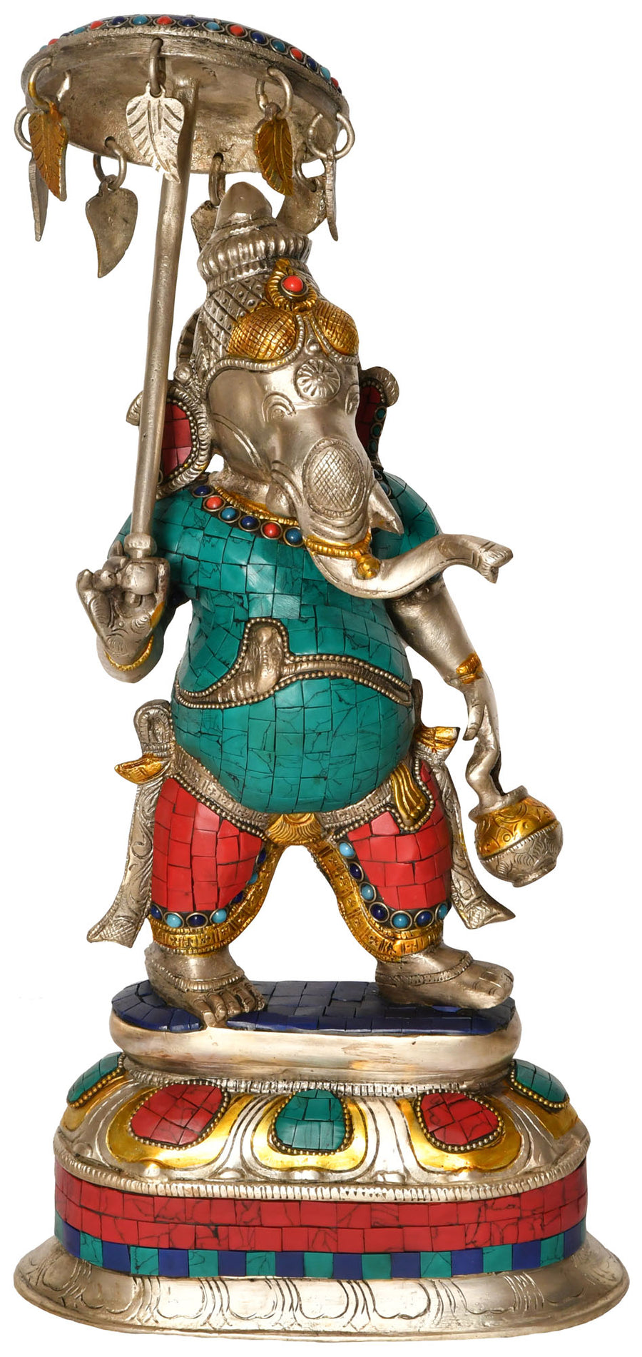 15" Handmade Lord Ganesha Kamandalu Brass Statue for Home Pooja