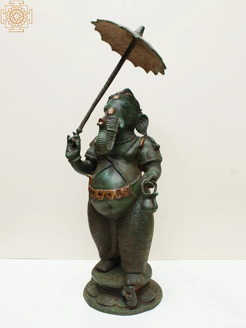28" Ganesha with Parasol and Kamandala