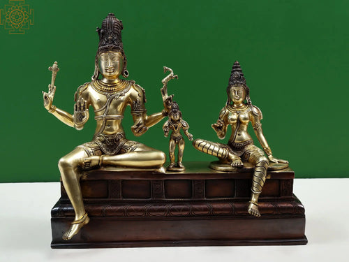 15" Handmade Shiva Somaskanda Brass Statue