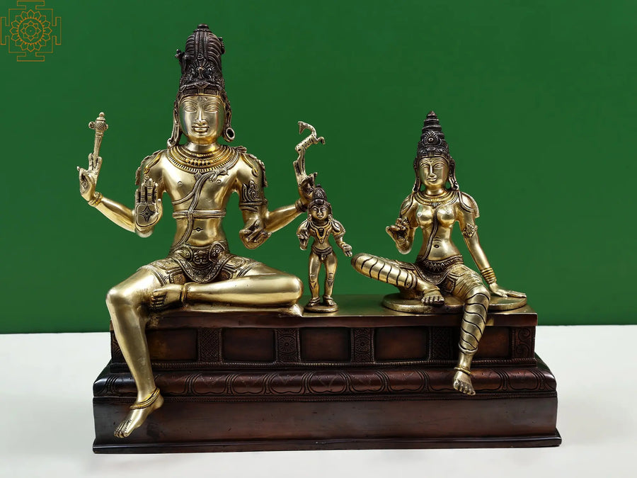 15" Handmade Shiva Somaskanda Brass Statue