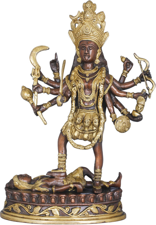 12" Cosmic Kali Handmade Brass Statue for Pooja