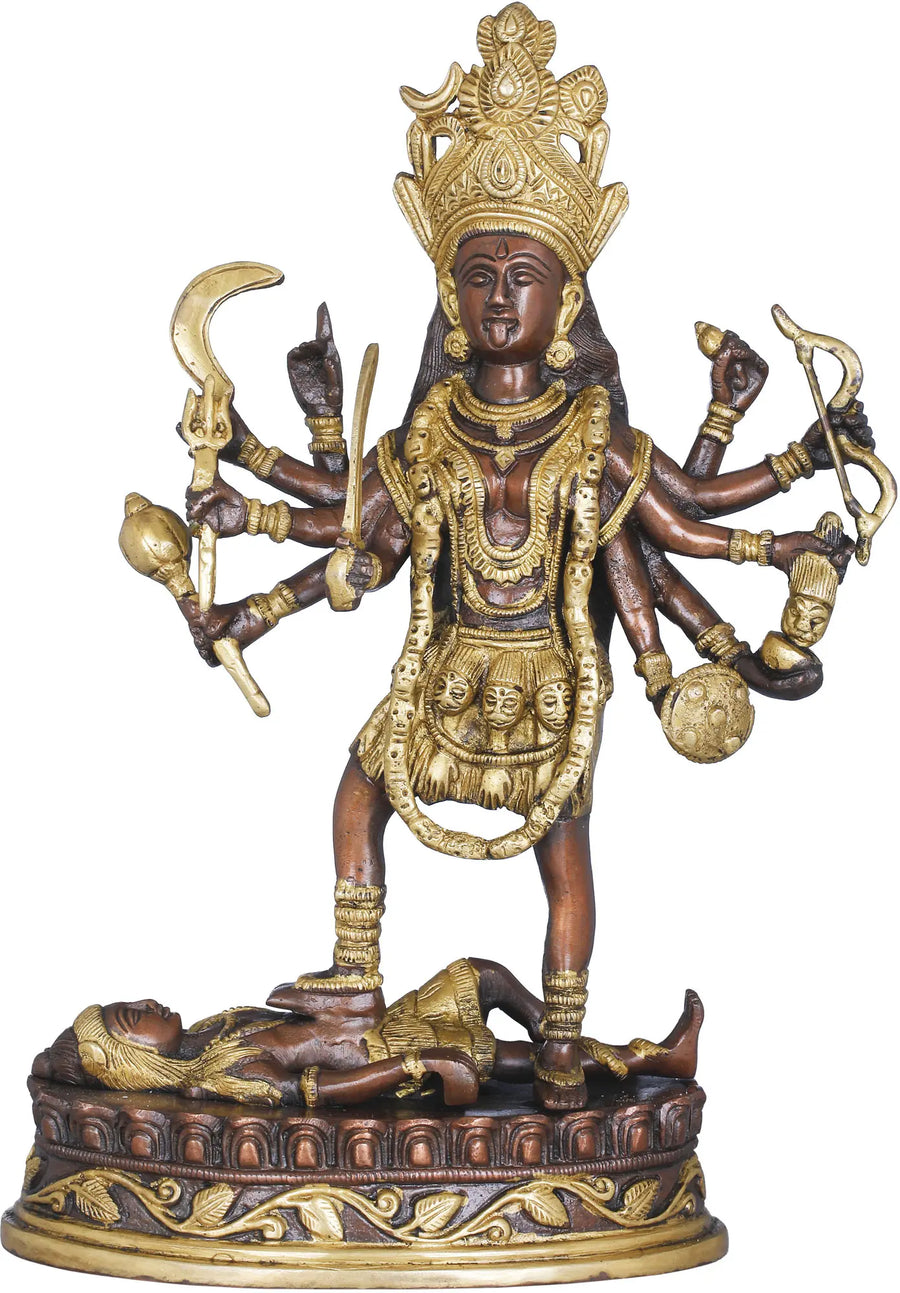 12" Cosmic Kali Handmade Brass Statue for Pooja