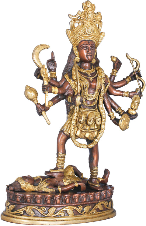 12" Cosmic Kali Brass Statue | Handmade | Made in India