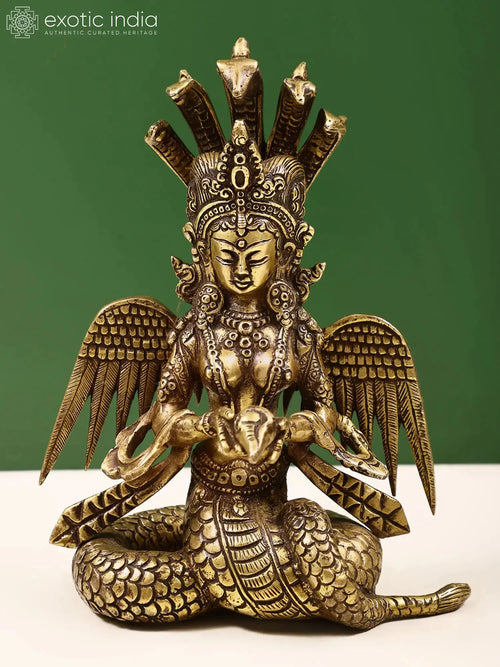 8" Brass Naga-Kanya Ulupi Handmade Statue