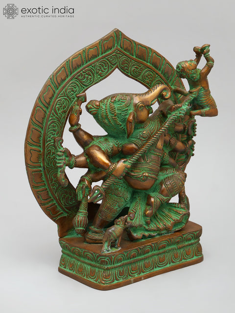 9" Vighnesha Brass Statue (A Rare Form of Ganesha) | Handmade Home Office Idol