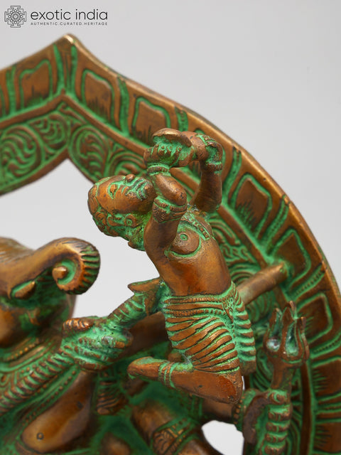 9" Vighnesha Brass Statue (A Rare Form of Ganesha) | Handmade Home Office Idol