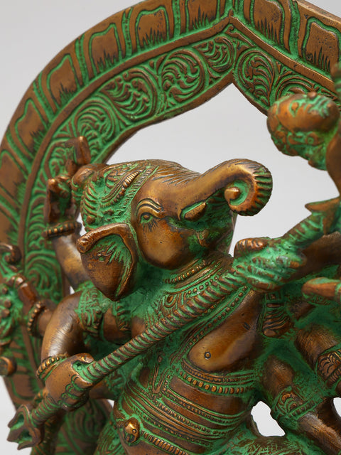 9" Vighnesha Brass Statue (A Rare Form of Ganesha) | Handmade Home Office Idol