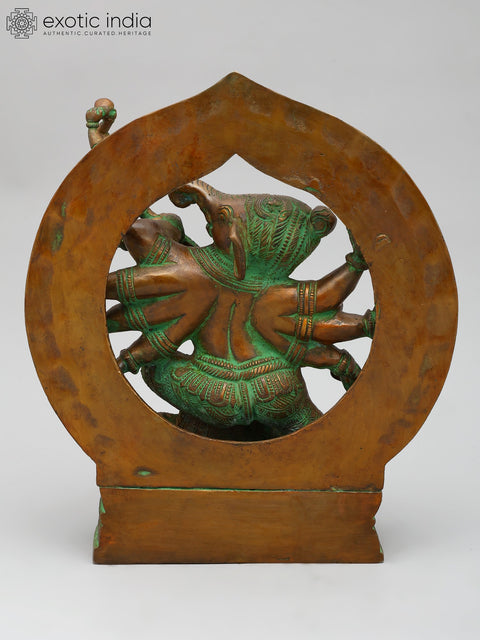 9" Vighnesha Brass Statue (A Rare Form of Ganesha) | Handmade Home Office Idol