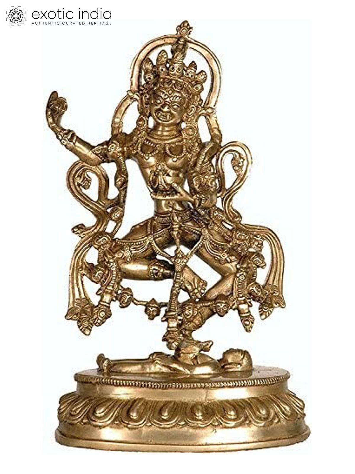 12" Handmade Yogini Brass Statue - Tibetan Buddhist Deity