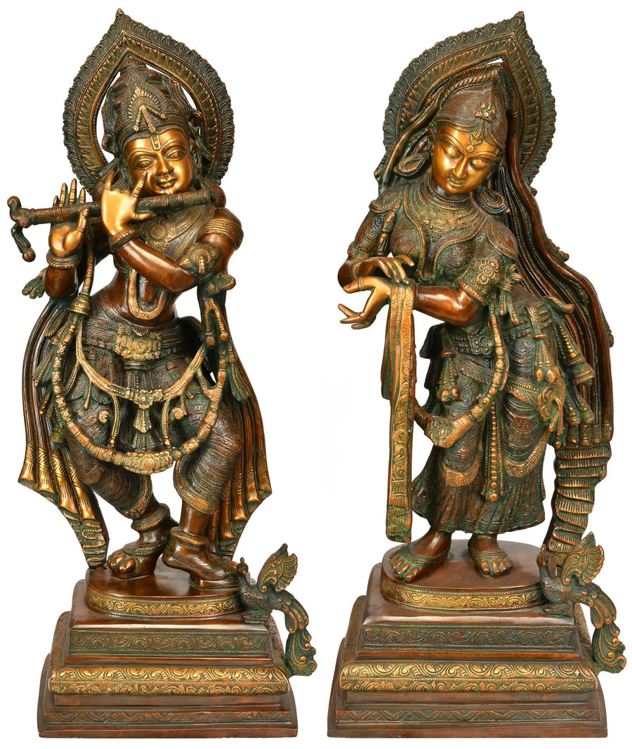 24" Radha Krishna Brass Statue Handmade