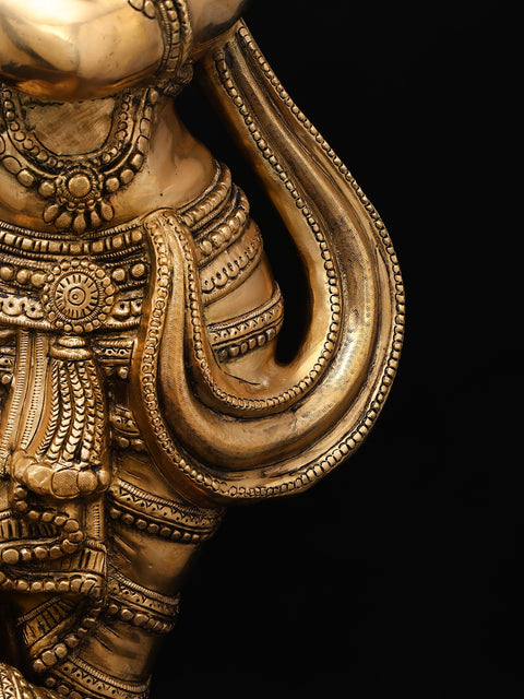 36" Large Krishna Brass Statue Playing Flute | Home Temple Religious Figurine