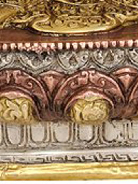 13" Tibetan Buddhist Deity- Medicine Buddha (Robes Decorated with Scenes from the Life of Buddha) In Brass | Handmade | Made In India