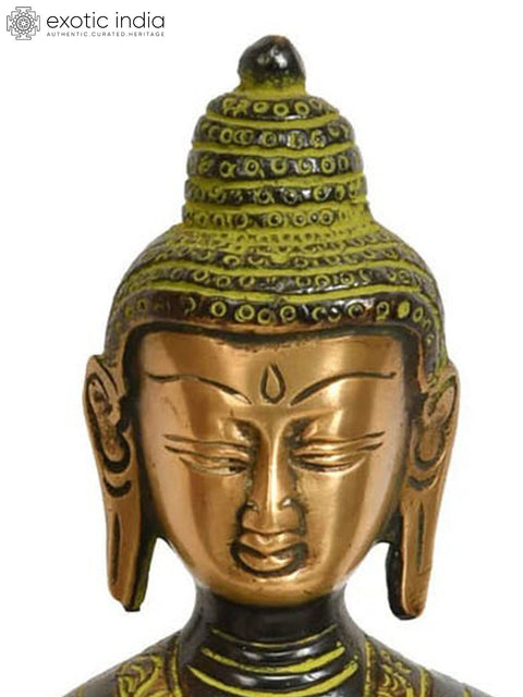 10" Standing Buddha Brass Statue | Handmade Tibetan Buddhist Deity Idols | Made in India