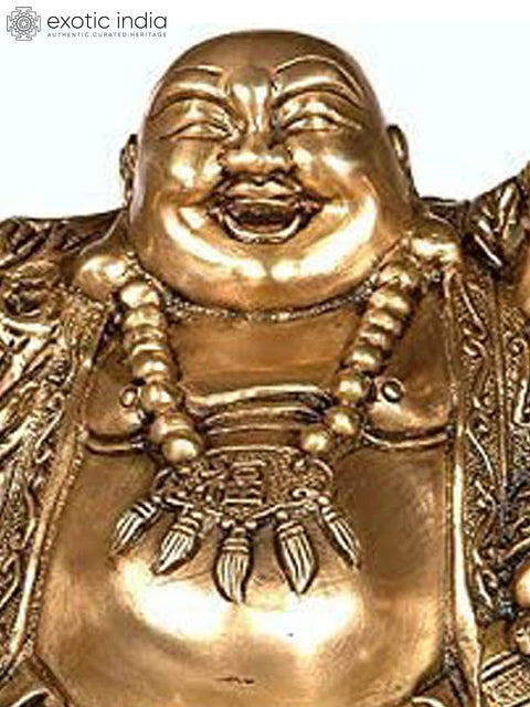 10" The Joyous Laughing Buddha In Brass | Handmade | Made In India