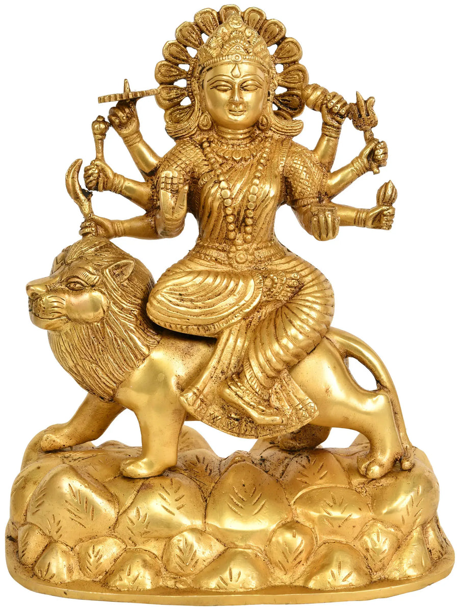 9" Mother Goddess Durga Handmade Brass Statue