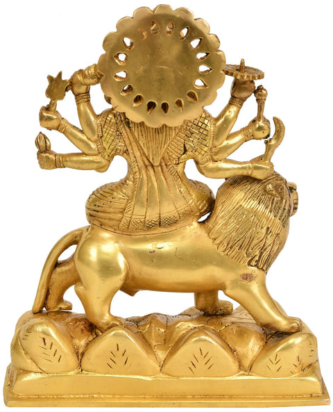 9" Mother Goddess Durga In Brass | Handmade | Made In India