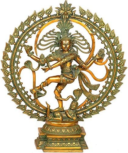 23" Large Size Nataraja Dancing the Backdrop of OM In Brass | Handmade | Made In India