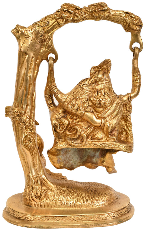 10" Radha and Krishna Swing Together In Brass | Handmade | Made In India