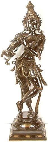 36" Large Lord Krishna as Shyam (Black) Sundar (Beauty) In Brass | Handmade | Made In India